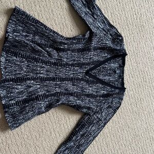 White House Black Market WHBM Black & White Marled V-Neck Sweater